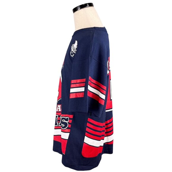 Vintage 90s Cleveland Indians Salem Sportswear Navy Graphic T-Shirt Large - Picture 4 of 8